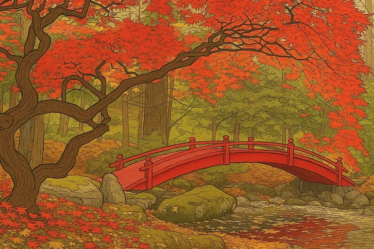 momiji d’automne, érablle du Japon, parc Rikugi-en