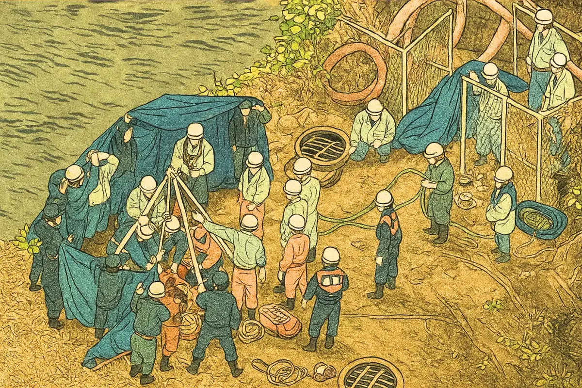 accident, tokyo, égout