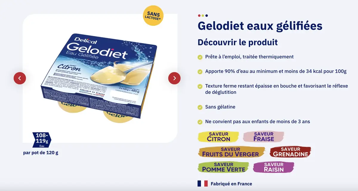 eau gélifiée, france, gelodiet