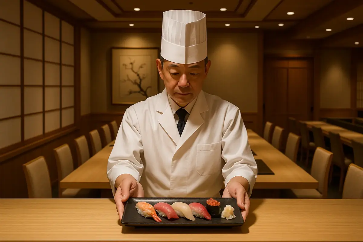 Sushi chef restaurant étoilé Michelin