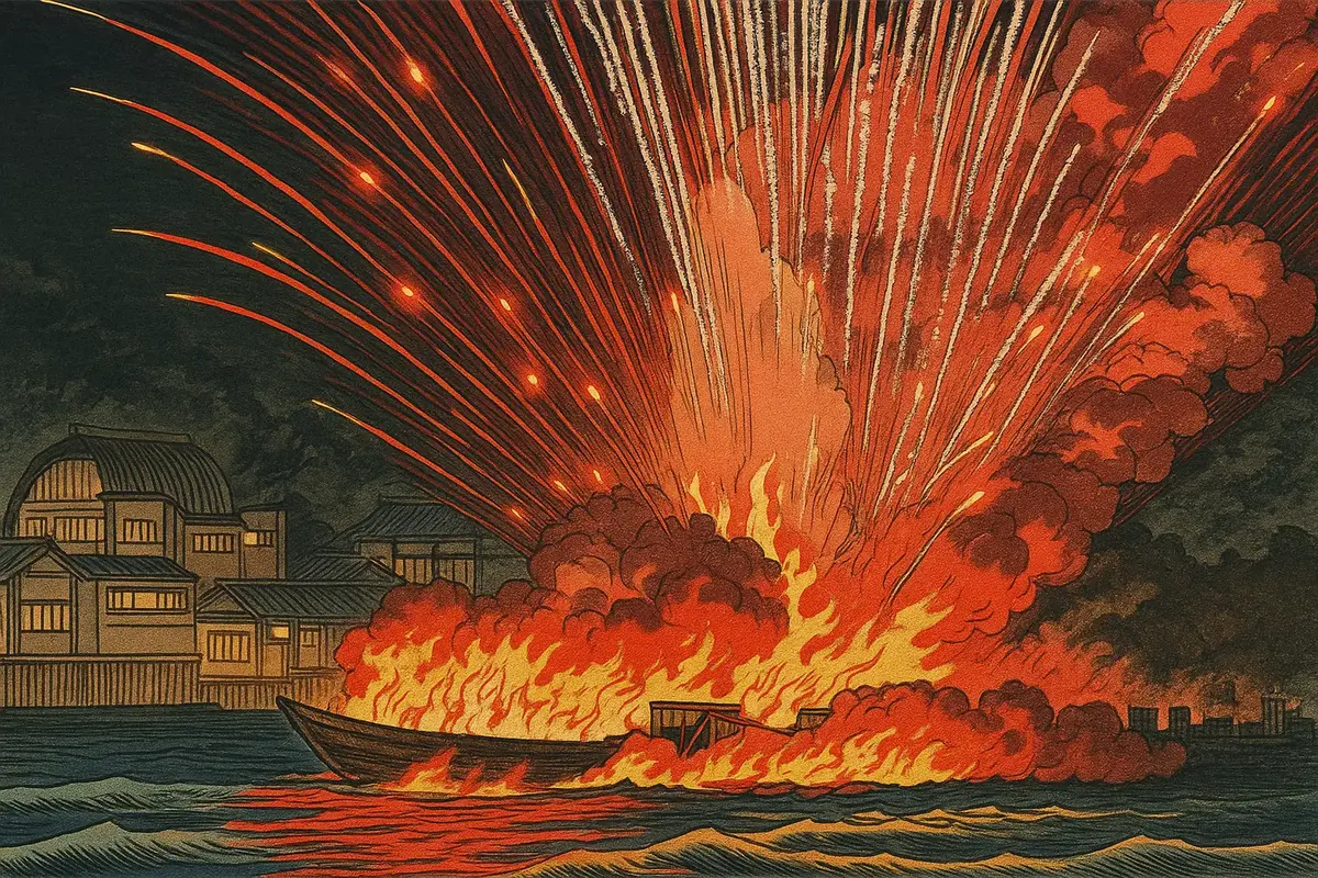 incendie, feu d'artifice, tokyo