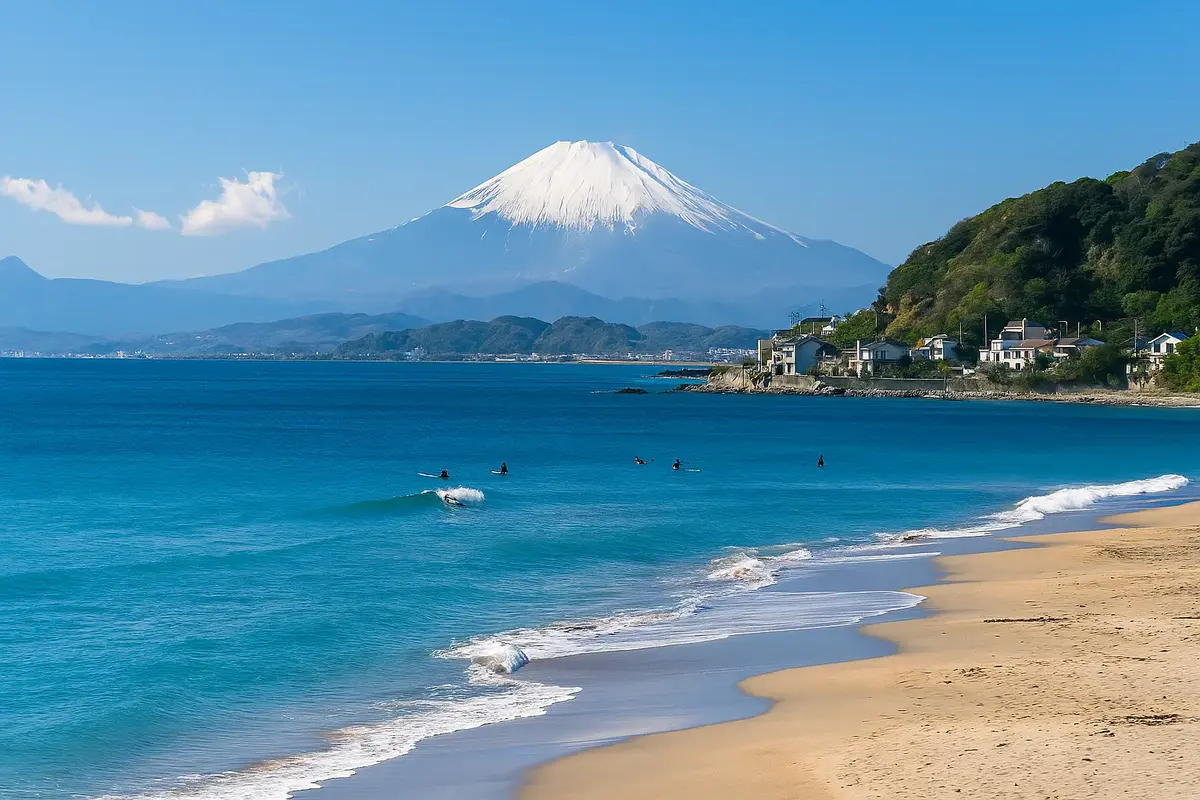 plage, japon, mont fuji