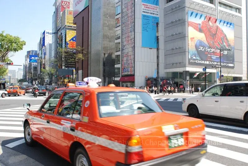 Taxi dans le quartier de Ginza